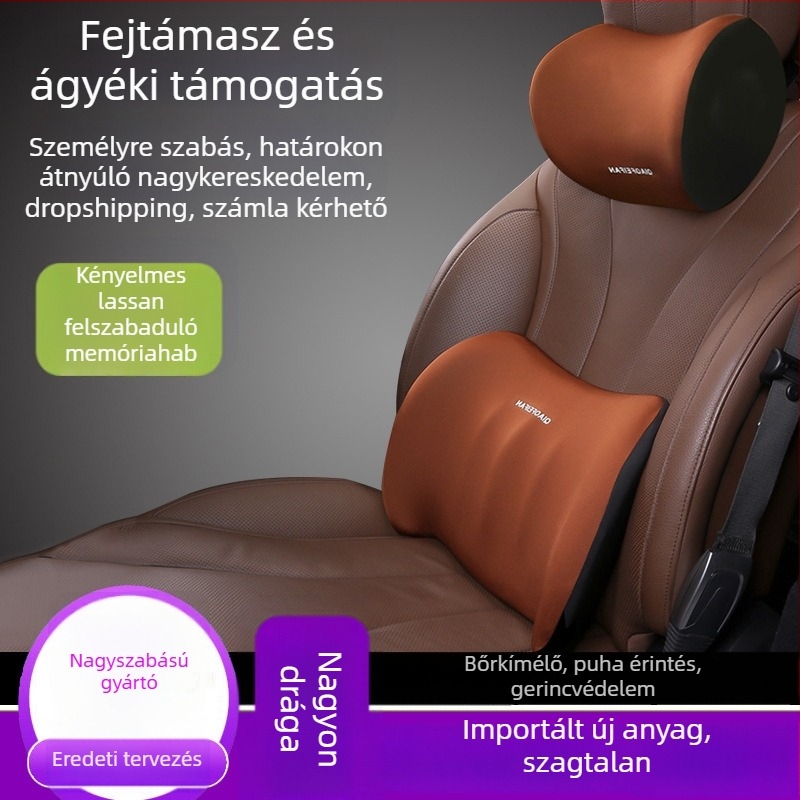 Memóriás autófej- és nyakpárna deréktámaszzal