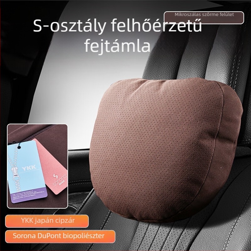 Universális autófejtámla párna nyak- és derék-támasz, perforált velúr bevonattal, bio fleece töltettel, minden évszakban, testreszabható
