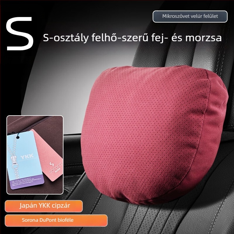 Universális autófejtámla párna nyak- és derék-támasz, perforált velúr bevonattal, bio fleece töltettel, minden évszakban, testreszabható