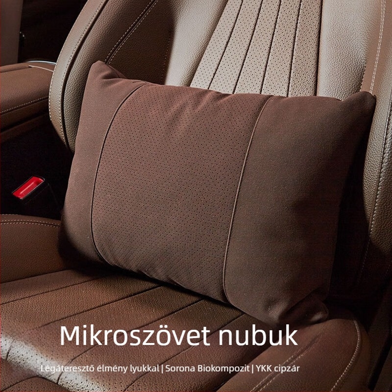 Universális autófejtámla párna nyak- és derék-támasz, perforált velúr bevonattal, bio fleece töltettel, minden évszakban, testreszabható