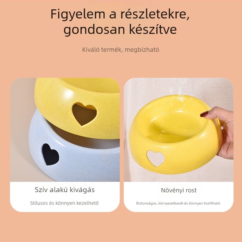 Macska tál anti-tip dizájnnal és nyak-támasztékkal, műanyag