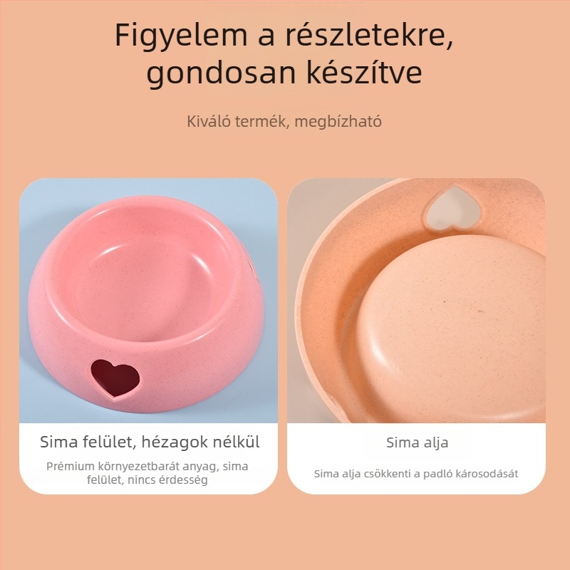 Macska tál anti-tip dizájnnal és nyak-támasztékkal, műanyag