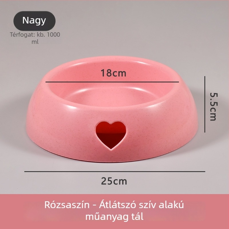 Macska tál anti-tip dizájnnal és nyak-támasztékkal, műanyag