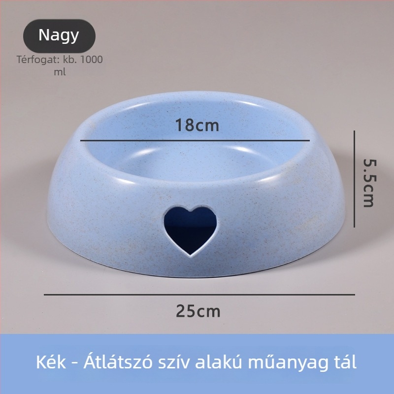 Macska tál anti-tip dizájnnal és nyak-támasztékkal, műanyag