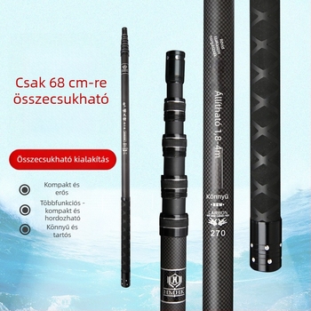 Szénszálas horgászbot, 5 részes teleszkópos bot, súly 50