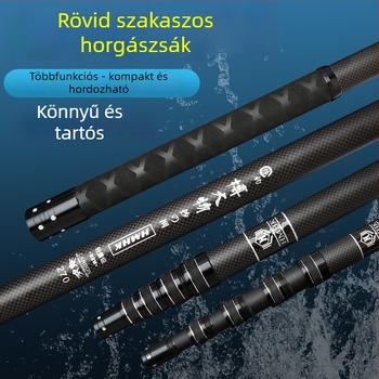 Szénszálas horgászbot, 5 részes teleszkópos bot, súly 50
