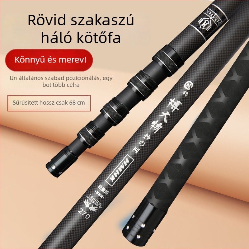 Szénszálas horgászbot, 5 részes teleszkópos bot, súly 50