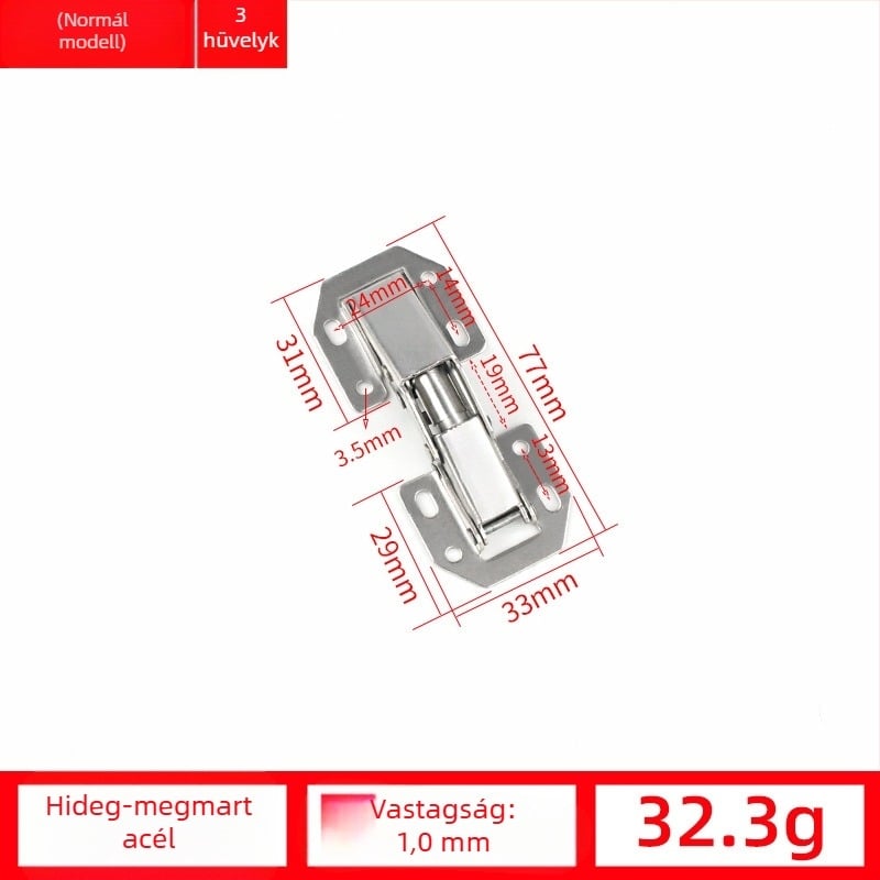 Gardrób ajtó zsanér – hidraulikus csillapítás, lyukmentes, hideg hengermelt acél, nikkelezett bevonat, modell A1