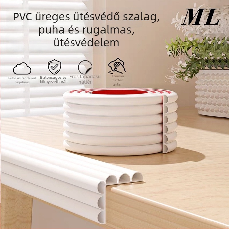 PVC üreges ütközőcsík az asztal élének védelére, öntapadós, 200 készlet