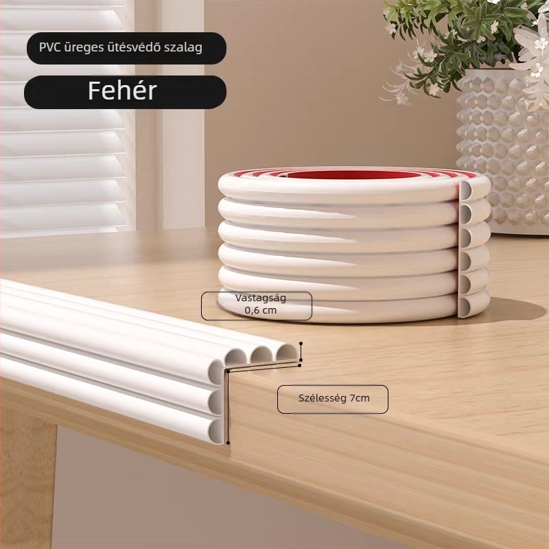 PVC üreges ütközőcsík az asztal élének védelére, öntapadós, 200 készlet