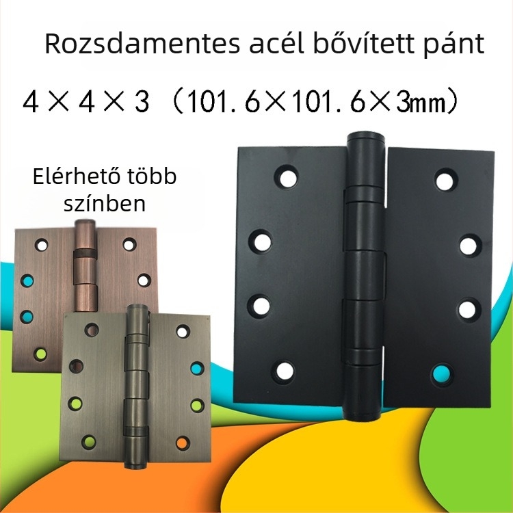 Rozsdamentes acél ajtópánt fa ajtóhoz — egyszerű stílus, polírozott + elektroplattázott felület, STG márka, rozsdamentes acélból készült