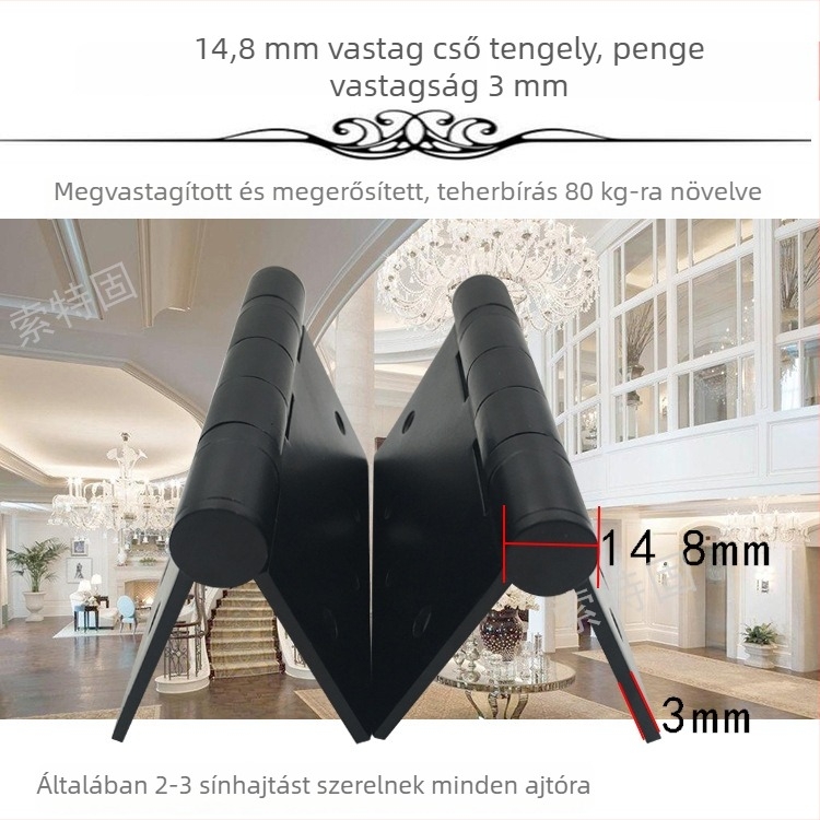 Rozsdamentes acél ajtópánt fa ajtóhoz — egyszerű stílus, polírozott + elektroplattázott felület, STG márka, rozsdamentes acélból készült