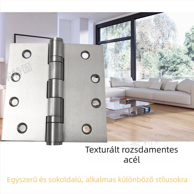 Rozsdamentes acél ajtópánt fa ajtóhoz — egyszerű stílus, polírozott + elektroplattázott felület, STG márka, rozsdamentes acélból készült