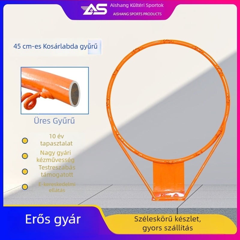 Kosárlabda karika, öntöttvas szerkezet, csőátmérő 16 mm, súly 1,6 kg, csomagolási méretek 50×12×58 cm