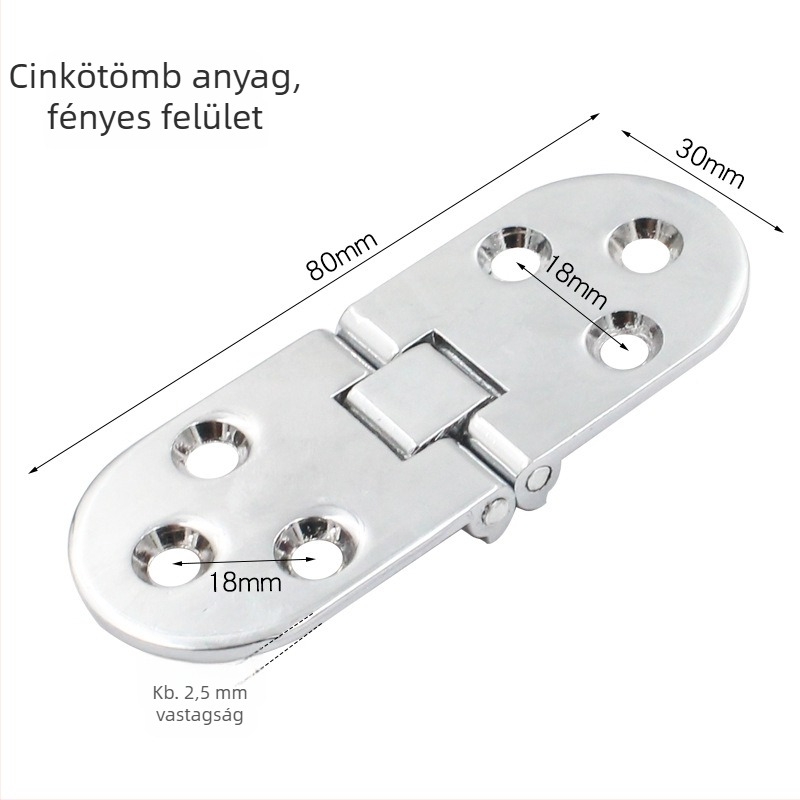 Vastag körasztal zsanér, összecsukható asztallap, modell 3+6, anyag: cink ötvözet/ rozsdamentes acél, fényes felület, modern minimális stílus
