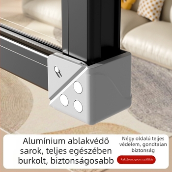 Teljes lefedésű alumínium ablak sarokvédő, ütközés elleni védelem, belső nyílású ablakokhoz, ajtó–ablak védőkészlet kettős mágnesekkel