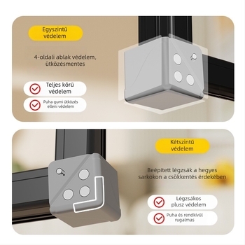 Teljes lefedésű alumínium ablak sarokvédő, ütközés elleni védelem, belső nyílású ablakokhoz, ajtó–ablak védőkészlet kettős mágnesekkel