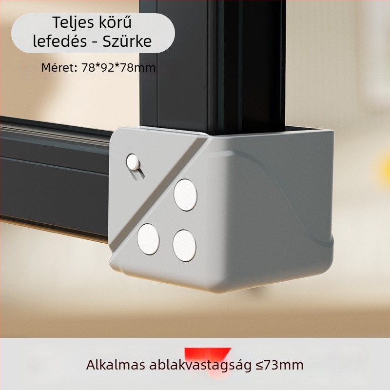 Teljes lefedésű alumínium ablak sarokvédő, ütközés elleni védelem, belső nyílású ablakokhoz, ajtó–ablak védőkészlet kettős mágnesekkel