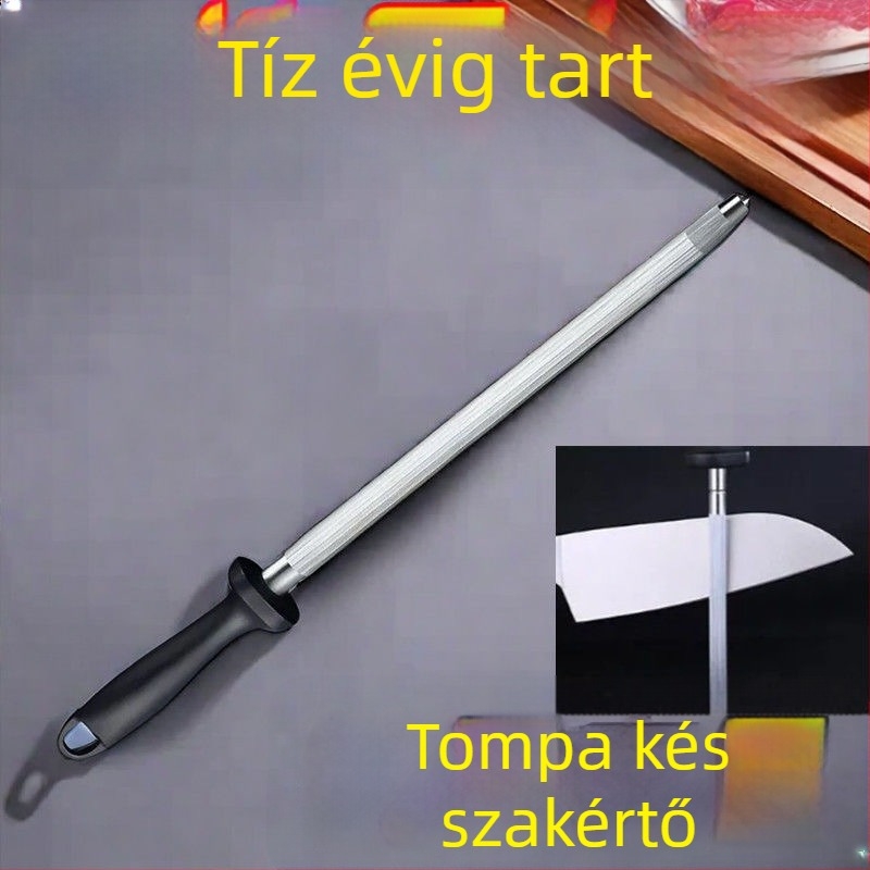 Késeket élező pálca – rozsdamentes acél, élező eszköz, modern minimalizmus (2024-ben bemutatva)