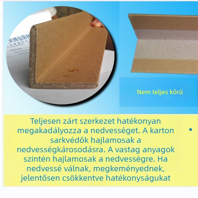 L-alakú sarkvédő papírból — Kraft papír anyag, papírgép gyártás, logó nyomtatva, megkeményített