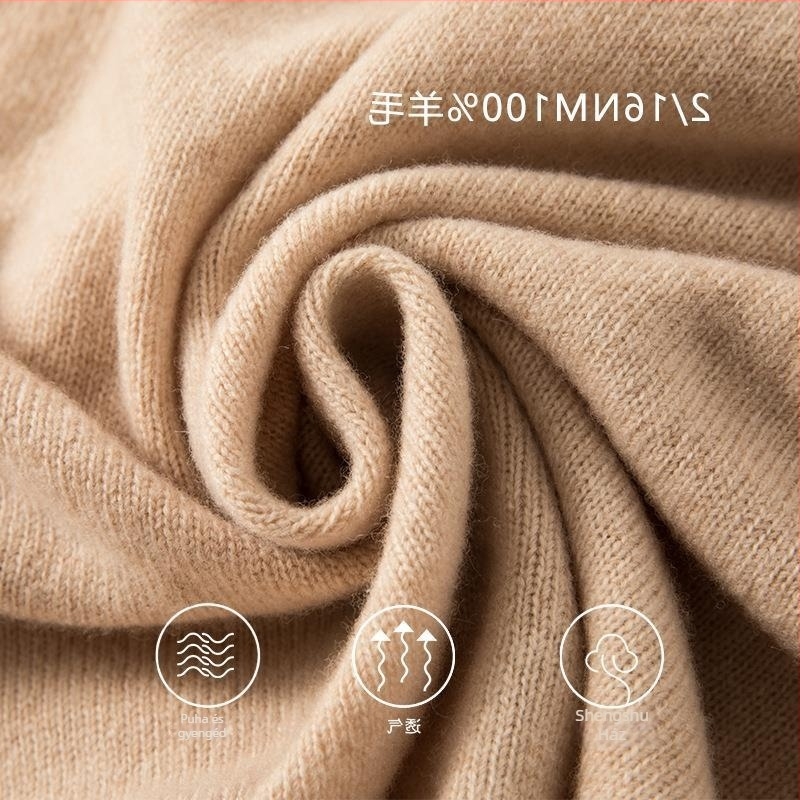 Női varrat nélküli gyapjú pulóver kerek nyakkal, vast kötés, hosszú ujjú, normál hosszúságú, 2024 őszi szezon