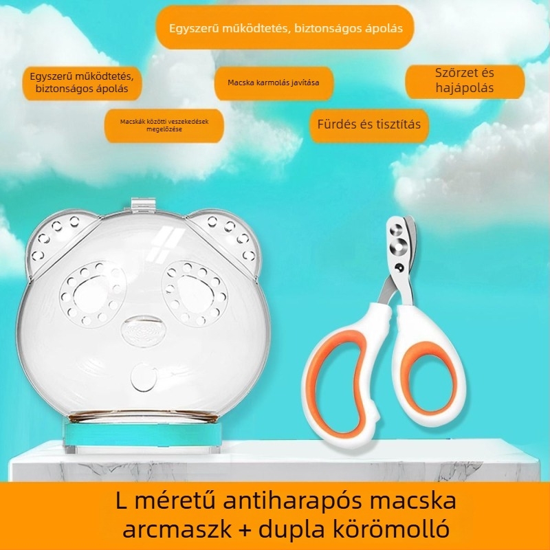Átlátszó macska fejvédő — harapás, karmolás és összetűzések elleni védelem; fürdetéshez és körömvágáshoz; anyag: műanyag; márka Cute and Fun