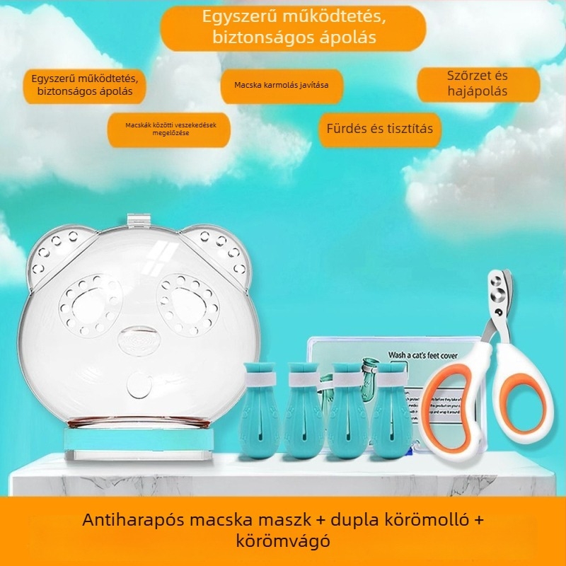 Átlátszó macska fejvédő — harapás, karmolás és összetűzések elleni védelem; fürdetéshez és körömvágáshoz; anyag: műanyag; márka Cute and Fun