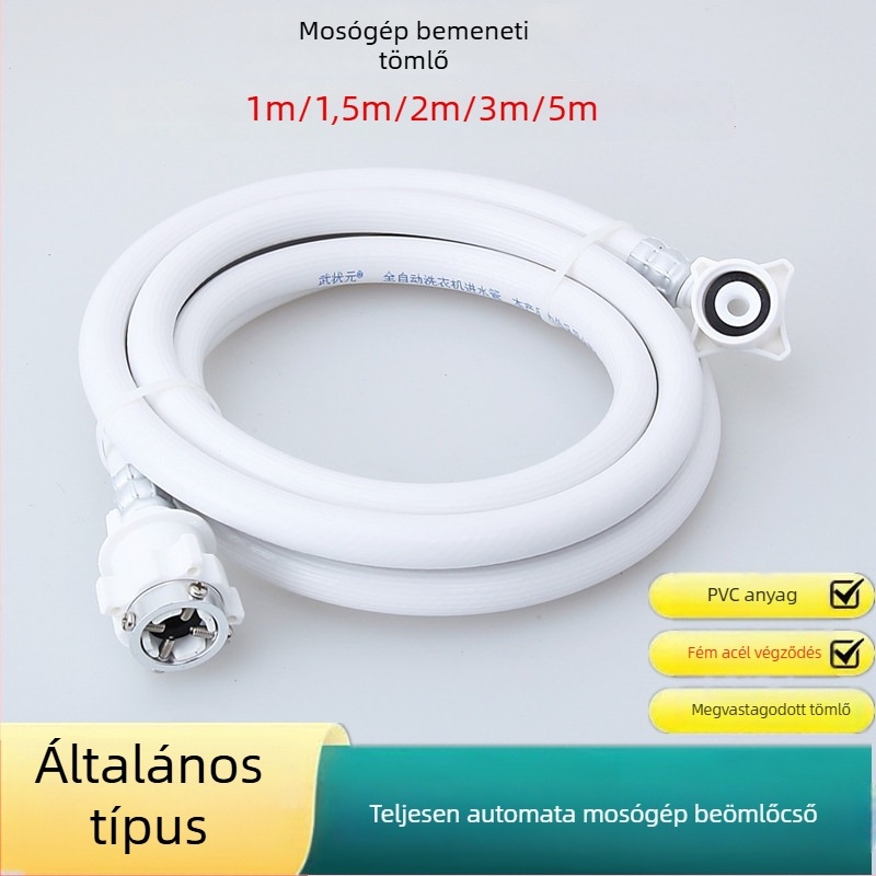Mosógép bemeneti cső hosszabbító tömlő – egyrészes csatlakozással, modell Inlet pipe, 1.0 MPa, 2–90°C, telepítés típusa: link