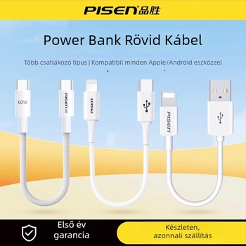 Szövött töltőkábel USB-C/Lightning/Micro USB gyors töltéshez, 60W