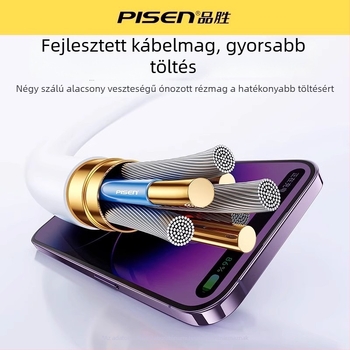 Szövött töltőkábel USB-C/Lightning/Micro USB gyors töltéshez, 60W