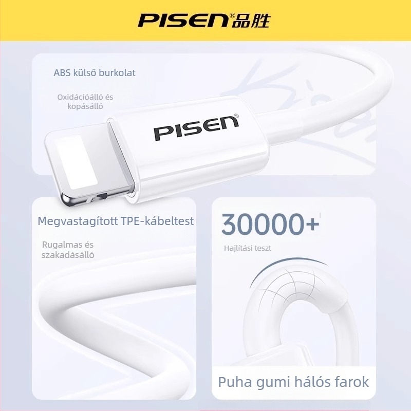 Szövött töltőkábel USB-C/Lightning/Micro USB gyors töltéshez, 60W