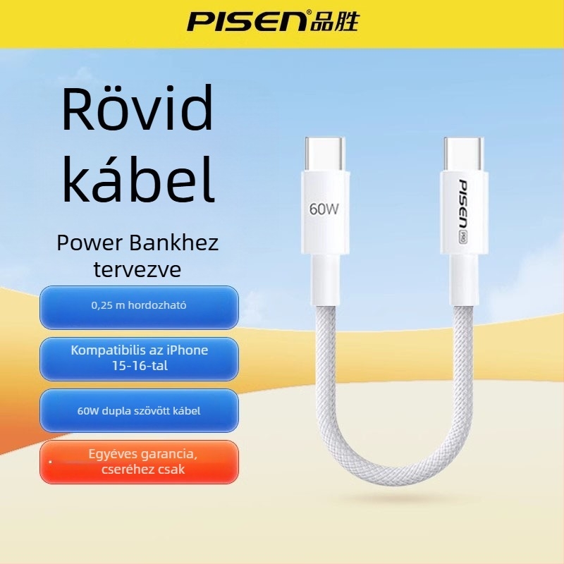 Szövött töltőkábel USB-C/Lightning/Micro USB gyors töltéshez, 60W