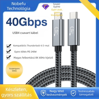 USB4 Type-C kábel, 40Gbps, PD240W Power Delivery, Gyors töltés