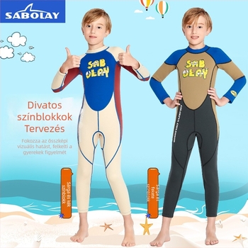 Gyerek SCR-neoprén búvárruha UV-védelemmel, Cartoon mintázat, márka Sabolay/Shark Baolai