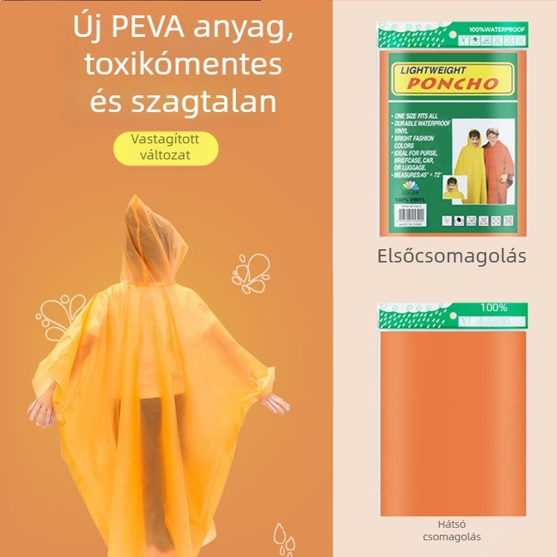 Egyszer használatos gyerek PEVA esőponcsó, 0,03 mm vékony, hordozható