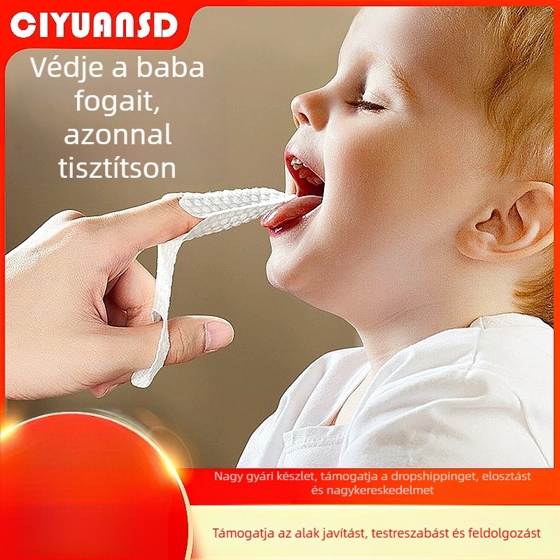 Egyszer használatos baba szájápoló ujjvédő és gézbetéttel a nyelv tisztításához, 0–1 éveseknek, 240 darabos doboz