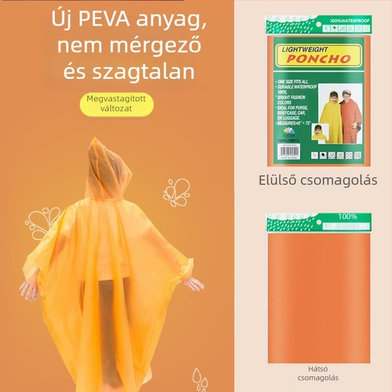 PEVA gyermekeknek készült egyszer használatos esőponcsó, 0,03 mm vastagság, hordozható