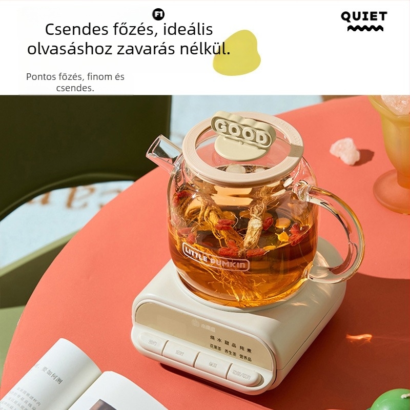 Egészségügyi kanna boroszilikát üvegből, 1 L kapacitás, 220V 500W, digitális termosztát, gombos vezérlés, modell F1