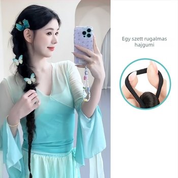 Paróka copf és fonott tincsekkel, klasszikus kínai Cheongsam stílusban, kézzel szőtt, hőálló rost, modell 0623
