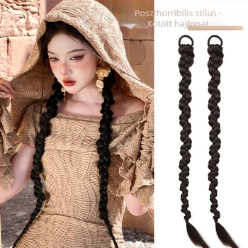 Paróka copf és fonott tincsekkel, klasszikus kínai Cheongsam stílusban, kézzel szőtt, hőálló rost, modell 0623