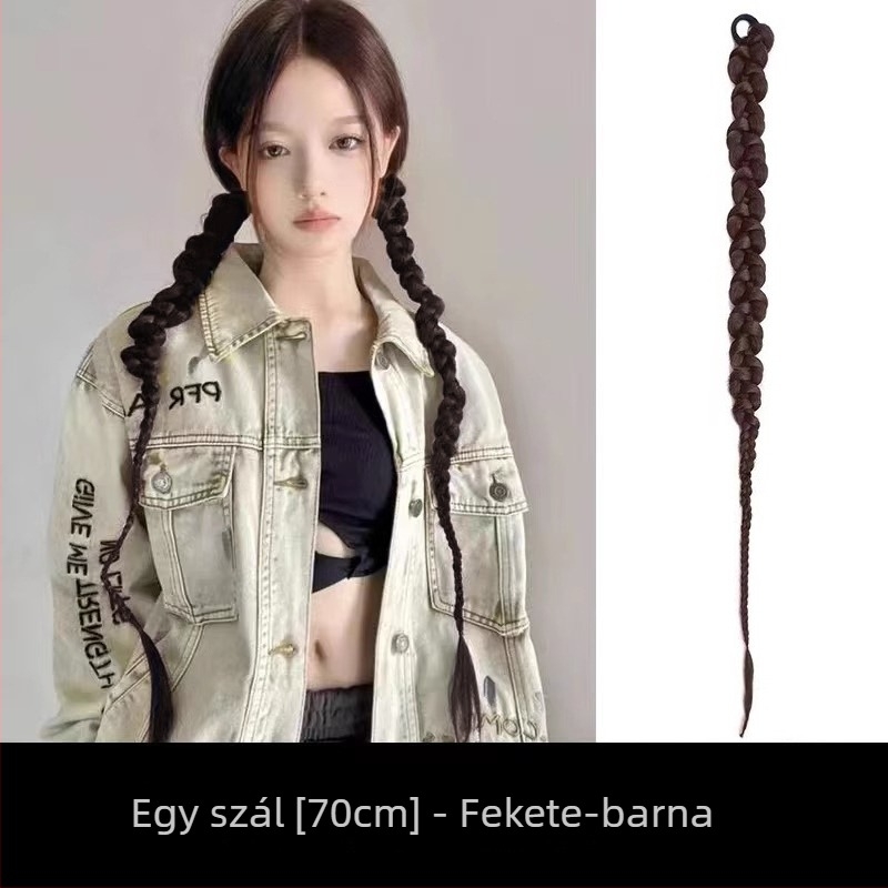 Paróka copf és fonott tincsekkel, klasszikus kínai Cheongsam stílusban, kézzel szőtt, hőálló rost, modell 0623