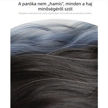 Bubble braid paróka lófarokkal, hőálló rostokból, középhosszú–hosszú, természetes megjelenés nőknek