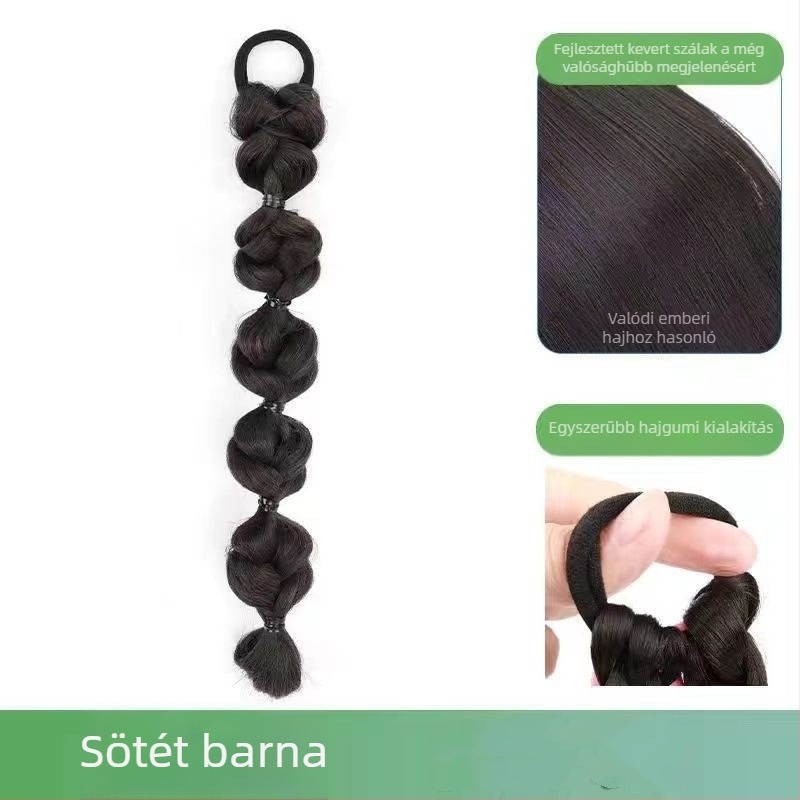 Bubble braid paróka lófarokkal, hőálló rostokból, középhosszú–hosszú, természetes megjelenés nőknek