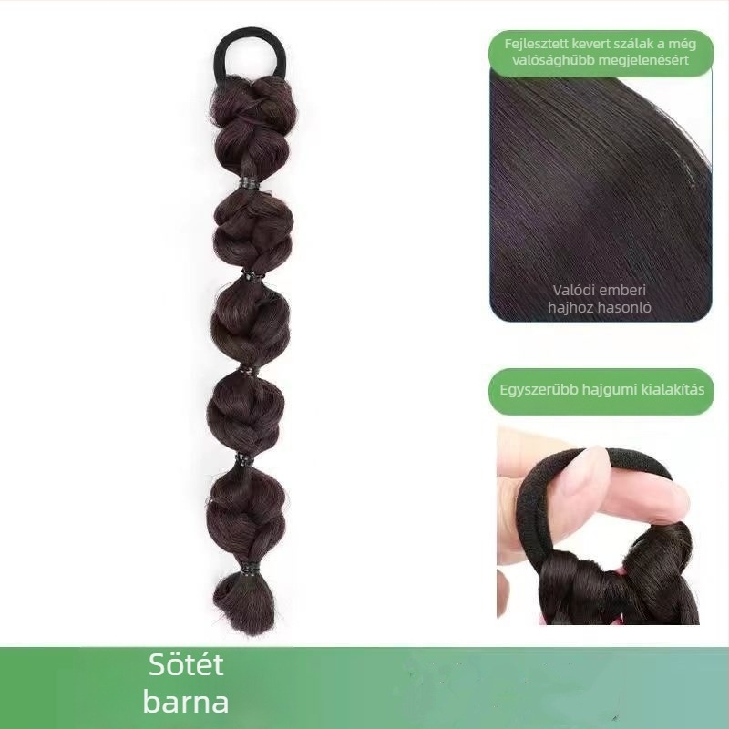 Bubble braid paróka lófarokkal, hőálló rostokból, középhosszú–hosszú, természetes megjelenés nőknek