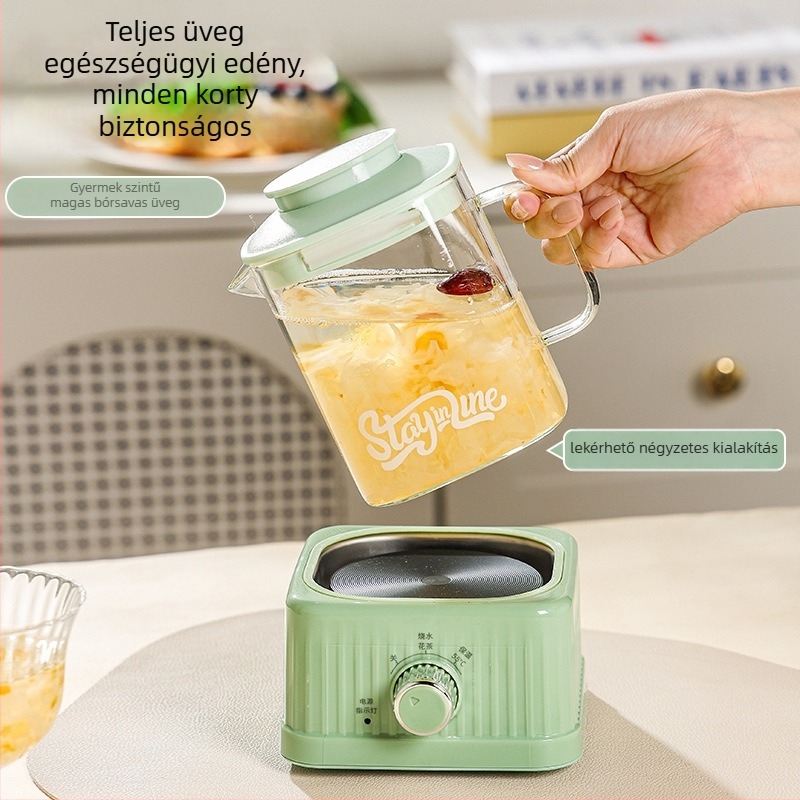 Üvegből készült Health Pot digitális termosztáttal, kapacitás 1–1,5 L, 220 V, 500 W, érintéses vezérlés