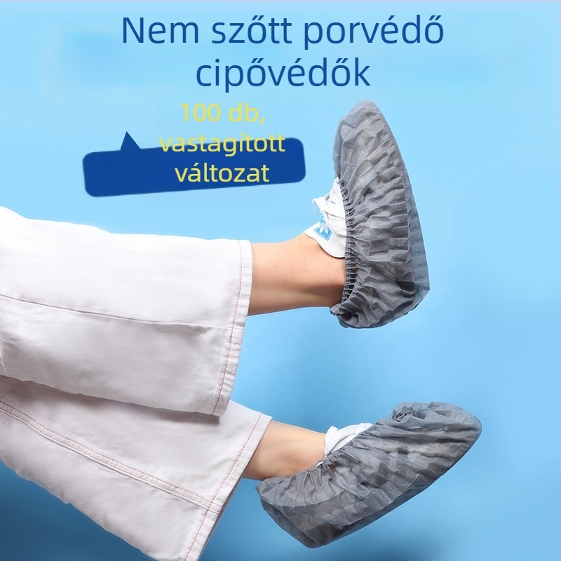 Egyszer használatos cipővédők vastag, nem szövött anyagból, légáteresztő, csúszásmentes, 300 g vastagság; 100 darab/csomag; otthoni használat