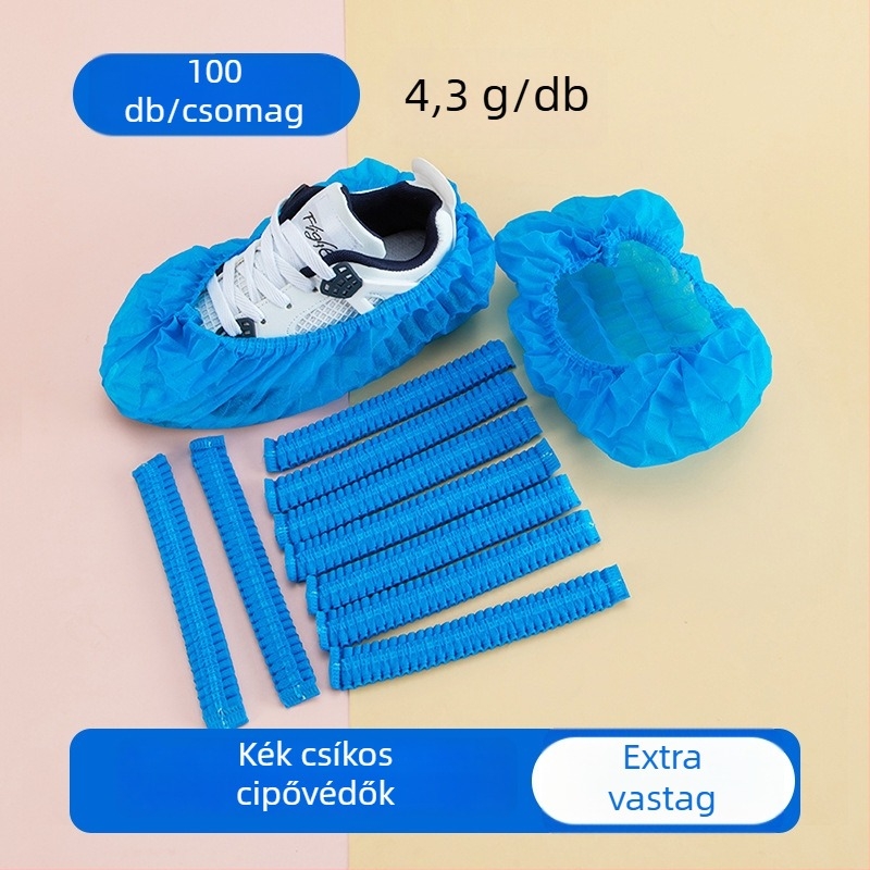 Egyszer használatos cipővédők vastag, nem szövött anyagból, légáteresztő, csúszásmentes, 300 g vastagság; 100 darab/csomag; otthoni használat