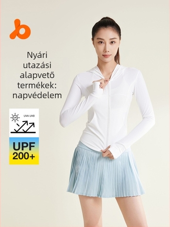 Női kapucnis UV-védelmi dzseki, UPF50+, könnyű és lélegző nylon anyagból