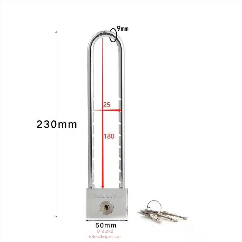 Családi lakat kiterjesztett U-formájú zár, rozsdamentes acélból, Type C modell, SiXCYCLE