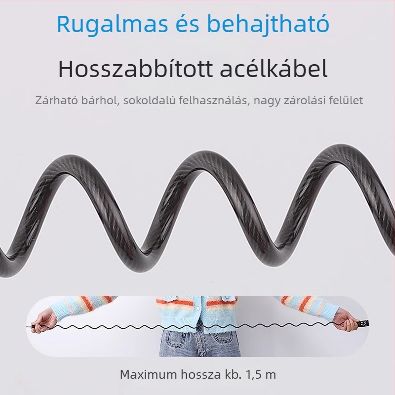 Kerékpárzár jelszóval, hordozható mini lánc zár, lopás elleni védelem, minimalist dizájn